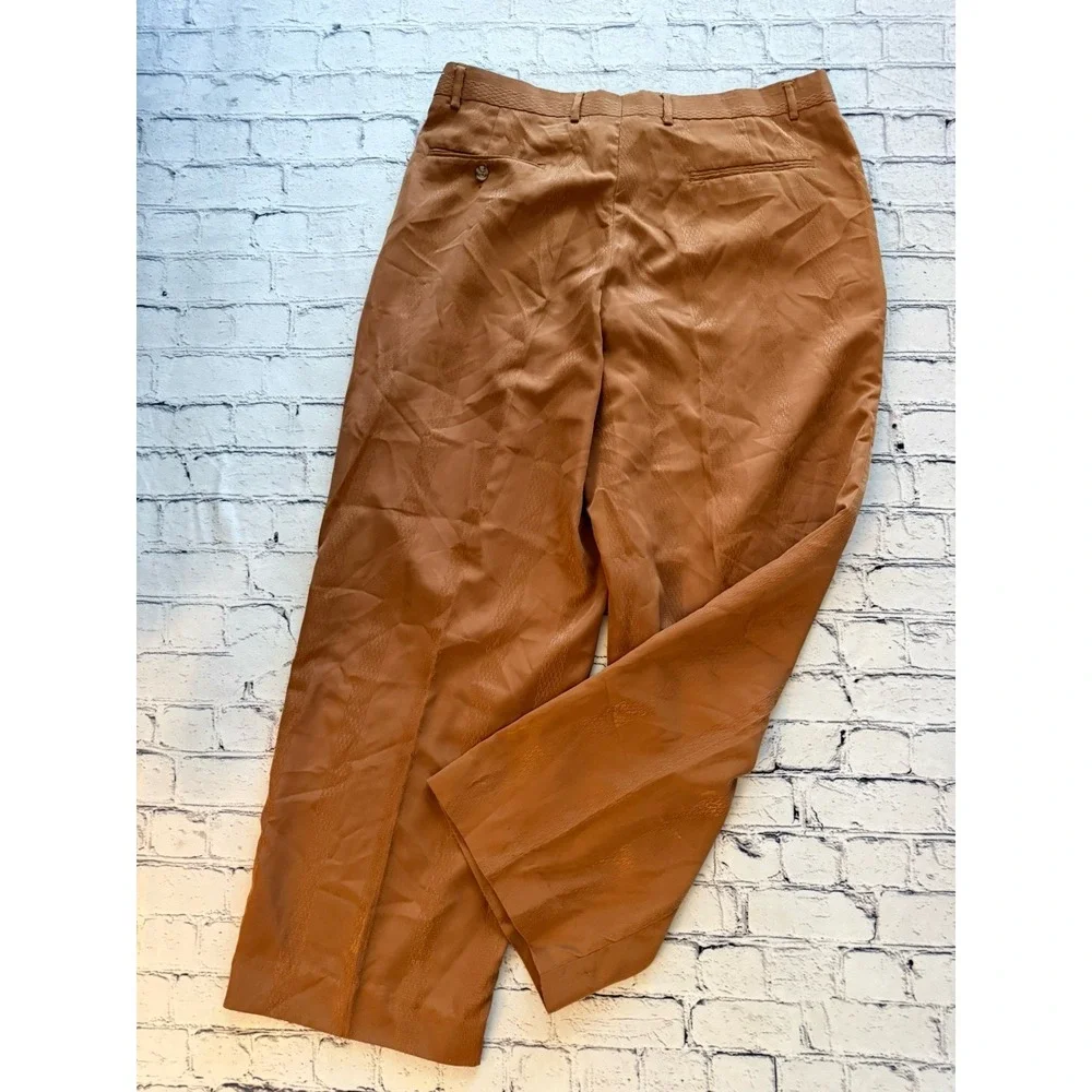 Vintage Virgola Uomo Cognac Camel Lightly Pleated Cropped Pants 36